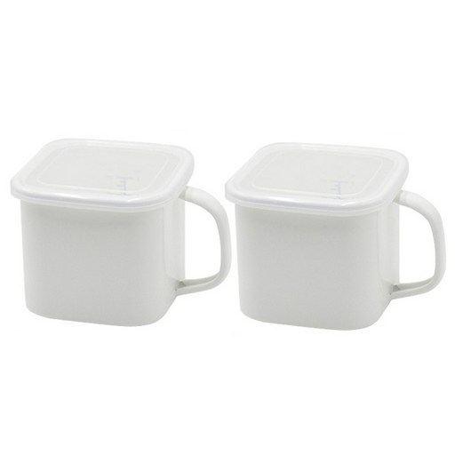 인덕션 라임올리브 법랑 사각 캐니스터 냄비 1.45L 2개