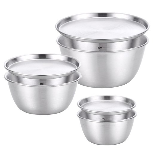 리본제이 뉴 미니 304 스텐 계량볼 200ml + 400ml + 600ml + 트레이 3종 세트