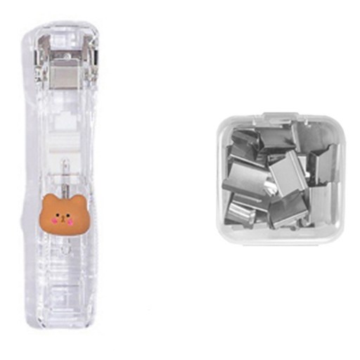 모닝셀러 투명 푸시 클립 곰 + 핀 50p 세트