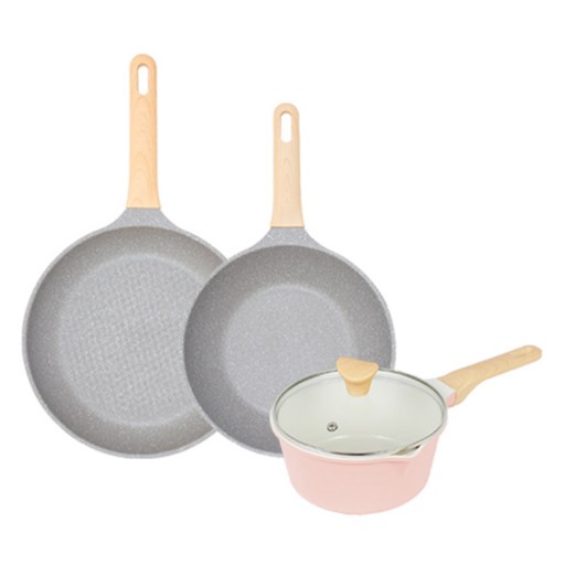 셰프리아 인덕션 IH 피크닉 마블스톤 프라이팬 26cm + 궁중팬 24cm + 편수냄비 18cm 세트