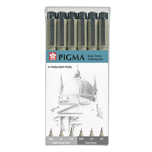 PIGMA 사쿠라 마이크론 그레이컬러 드로잉 펜 세트