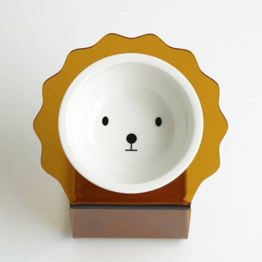 매기앤보 강아지 비숑 스탠드 경사 식기 Medium+ 17cm + 도기 세트