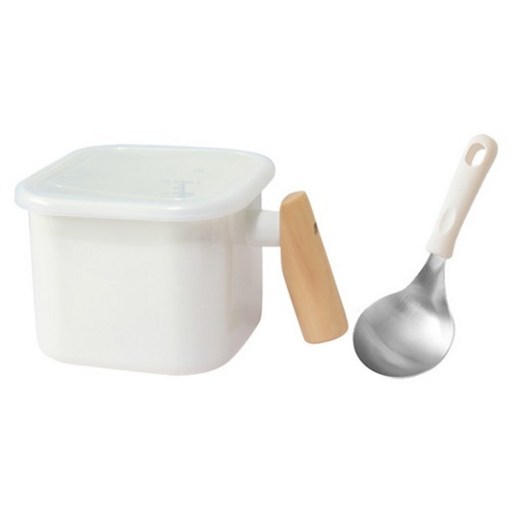 라임올리브 인덕션 사각 우드핸들 법랑 냄비 2.2L 16.5cm + 서빙국자 세트