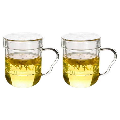 벨르디자인 티이야기 내열유리 거름망 티 머그컵 300ml