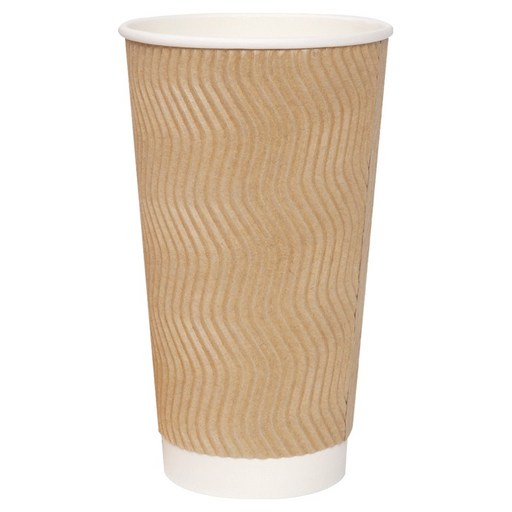해피팩 한결 종이컵 단열 웨이브 카페컵 590ml 크라프트