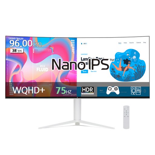 픽셀아트 WQHD 나노IPS BLACK 커브드 모니터 화이트, 96cm, PAQ3830W일반