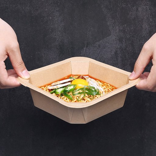 튼튼한 크라프트 사각 종이 접시 500ml 14cm