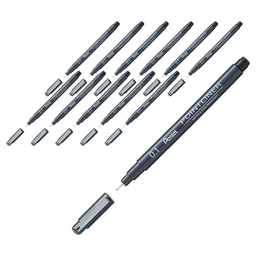 펜텔 포인트라이너 수성 드로잉펜 0.1mm S20P-1A