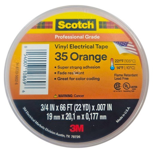 스카치 3M 35 전기 테이프 오렌지 19mm x 20m