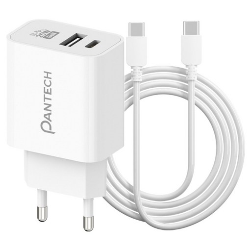 팬택 25W 2포트 초고속충전기와 45W CtoC 케이블 2m 세트로 빠르고 편리하게 충전하세요