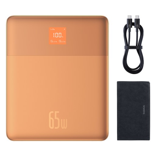 베이스어스 블레이드2 고속 대용량 7.3mm 보조배터리 12000mAh 65W + C타입 고속 충전 케이블 세트
