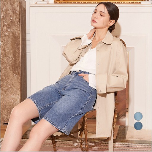 ELLE PARIS 버뮤다핏 5부 경량 데님 쇼츠