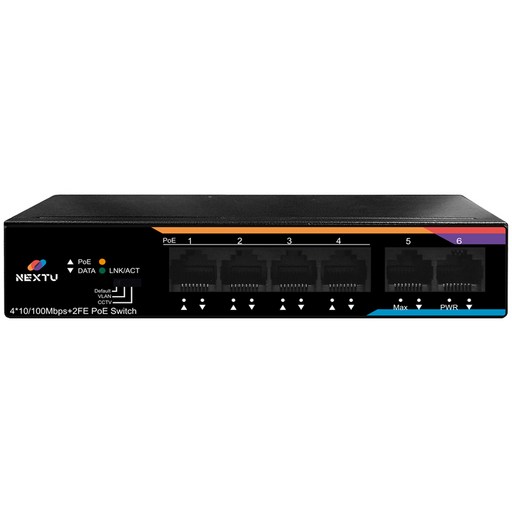 넥스트유 4포트 POE+ 60W 2포트 Uplink TP 스위치 허브 NEXT-POE606F