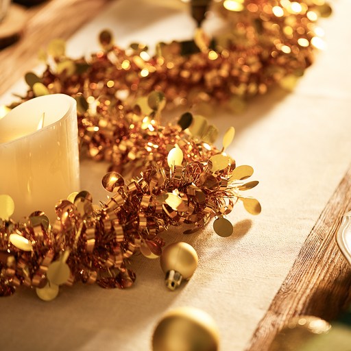 텐셀 모루 트리 가랜드 반짝이 도트, 골드, 2.7m, 1개