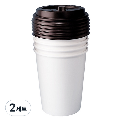 블룸엣홈 카페 무지 종이컵 300ml x 25p + 뚜껑 블랙 25p 세트