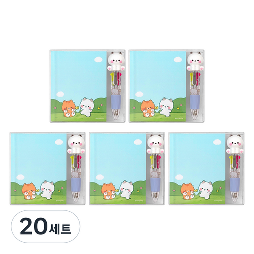 우옹이메모지 + 4색펜 세트