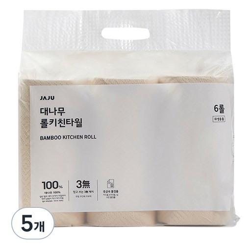 JAJU 대나무로 만든 먼지 날림이 적은 롤 키친타월