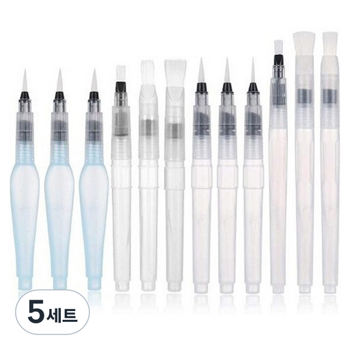 마다꾸미 수채화 워터 브러쉬 펜 납짝 6종 + 뾰족 6종 세트 B형