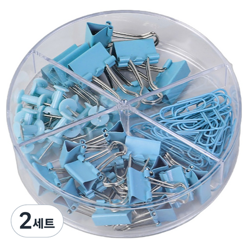 모디안 예쁜 파스텔 더블클립 철집게 스카이블루 84p 세트