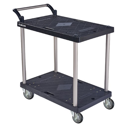 월드크린 잘밀려 2단 플라스틱 대차 검정색, 1개