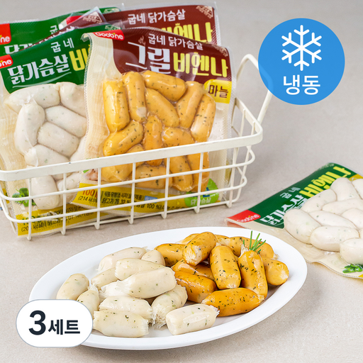 굽네 닭가슴살 비엔나 마늘 100g x 3p + 청양고추 100g x 3p 세트 (냉동)