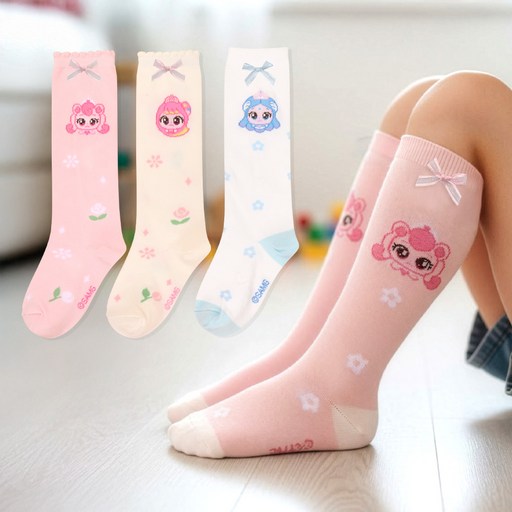 프리미에팜 아동용 캐치 티니핑 프린세스 로얄핑 리본 니삭스 4켤레 세트
