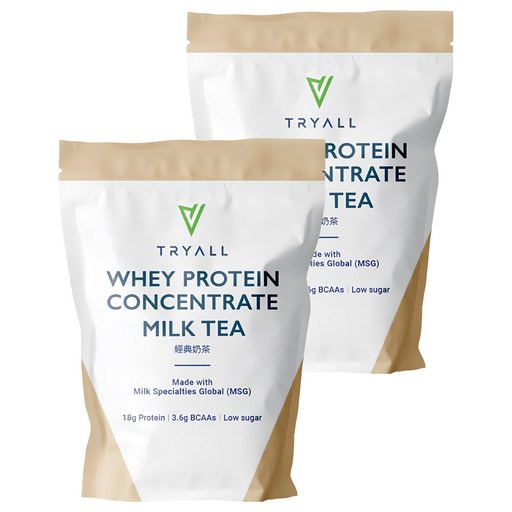 TRYALL 濃縮乳清蛋白粉 經典奶茶, 500g, 2包
