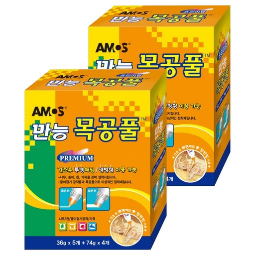 아모스 프리미엄 만능 목공풀 74g x 4p + 36g x 5p 세트