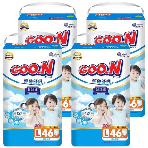 GOO.N 大王 輕薄舒爽 紙尿布 褲型 9~14kg, L, 184片