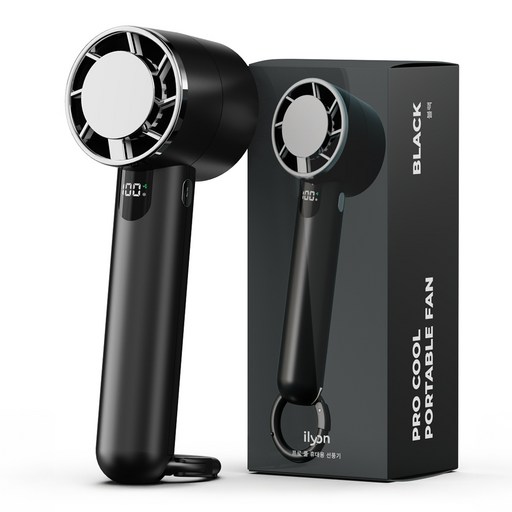 일리온 프로 쿨 급속 냉각 휴대용 선풍기 3in1 무선 손선풍기, 블랙