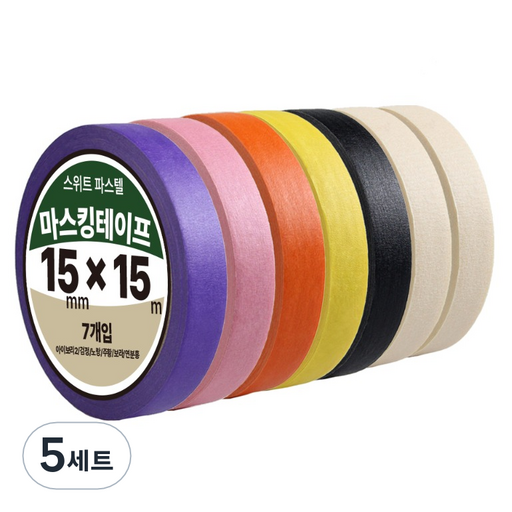 다다 스위트 파스텔 마스킹테이프 7종 세트 15mm x 15m