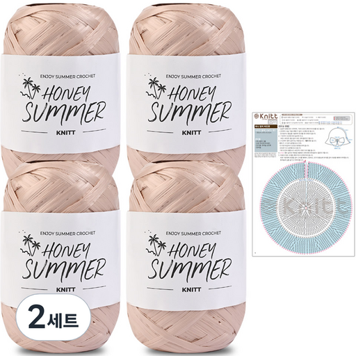 니뜨 허니썸머 뜨개실 50g x 4p + 허니 썸머 리본햇 도안 세트