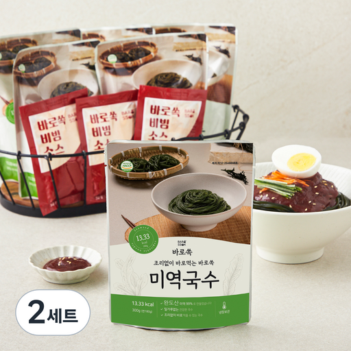 바로쏙 미역국수 300g x 6개 + 바로쏙 비빔소스 50g x 6개 세트