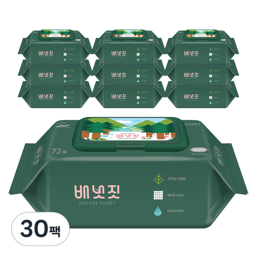 배냇짓 네이처 포레 아기물티슈 캡형 75gsm
