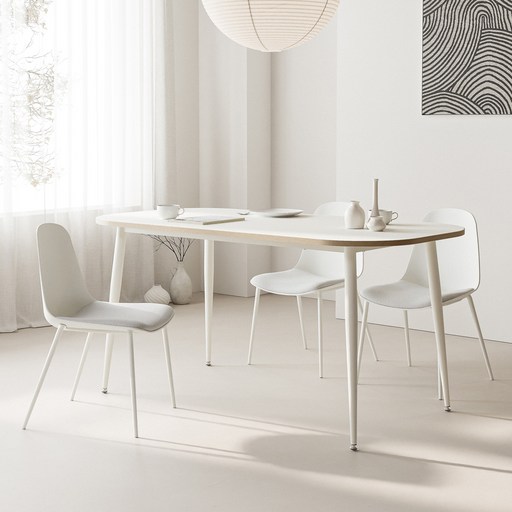 싯존 아르코 미드센츄리 식탁 1400 방문설치, 화이트, 4인용