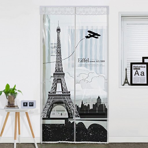 다샵 현관형 방문형 EVA 방풍 바람막이 커튼 에펠탑 투명 100 x 210 cm + 찍찍이테이프 6p + 오픈고정자석 랜덤발송 4p
