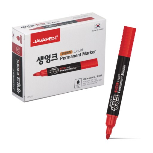 자바펜 생잉크 유성 매직 12p