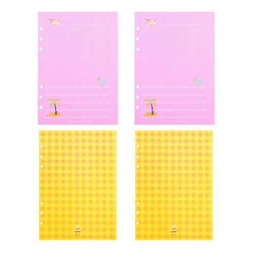 스폰지밥 A5 6공 리필속지 일기장 2p + 체크 패턴 2p 세트