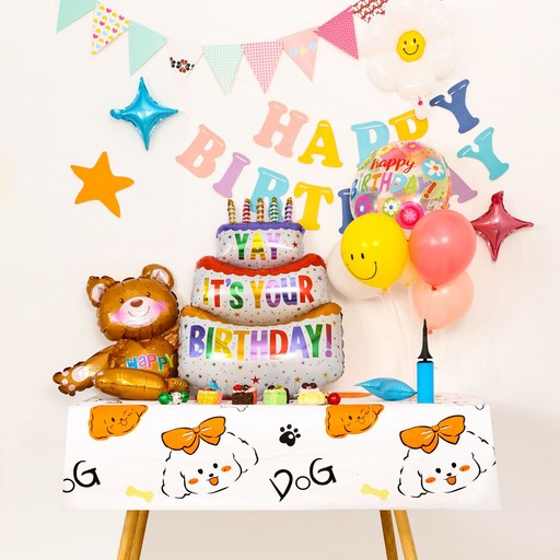 아싸레 생일파티 일회용 테이블 식탁보 멍멍이