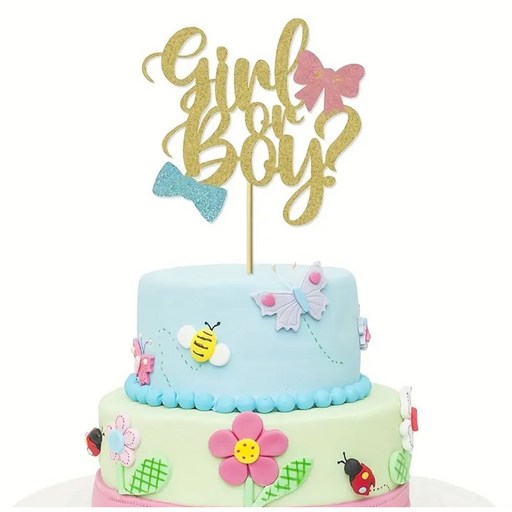 젠더리빌 토퍼 데코픽 Girl or Boy 아기 성별공개 파티