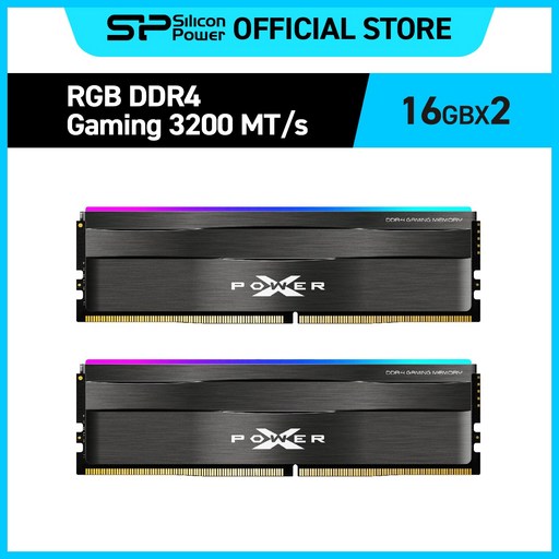 실리콘파워 Silicon Power DDR4 16GB/32GB CL16/18 3200/3600MHz PC4-25600/PC4-28800 Zenith RGB 데스크탑 메모리 RAM, 3200MHz 32GB(16GB×2), 1개