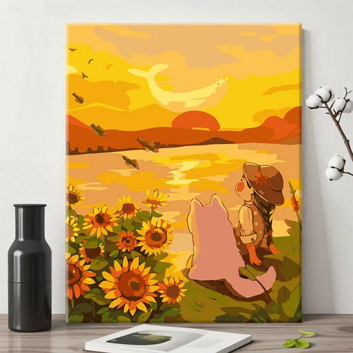 HORMOO 페인팅 DIY명화그리기 DIY캔버스형 diy 그림그리기 40 x 50cm (액자+색칠하기도구)