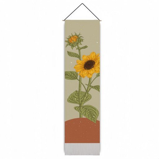 ALLBANGMALL 해바라기 패브릭 포스터 세로형 벽걸이 장식품 32.5 * 130cm