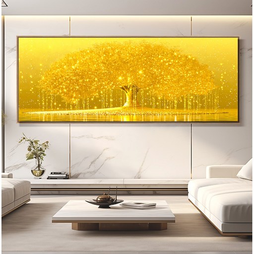인메이블 돈들어오는 돈나무 그림 황금 별나무 와이드 캔버스 액자 거실 인테리어 풍수 인테리어