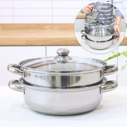 가론 2in1 인덕션 찜 전골 냄비 28cm 양수냄비 찜솥 편수냄비 스텐 찜기 샤브샤브