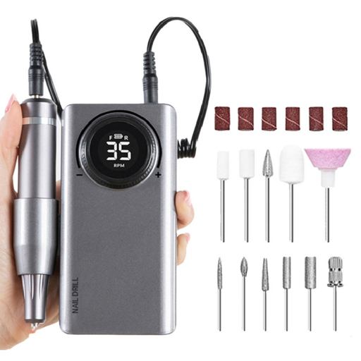 Routop 네일 드릴 머신 전기 네일 관리기 젤네일 제거 셀프 손톱케어 0-35000rpm 속도 조절 USB충전식