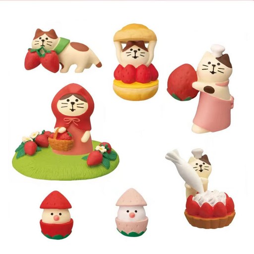 고양이 피규어 크림 케이크 파티 8p 세트