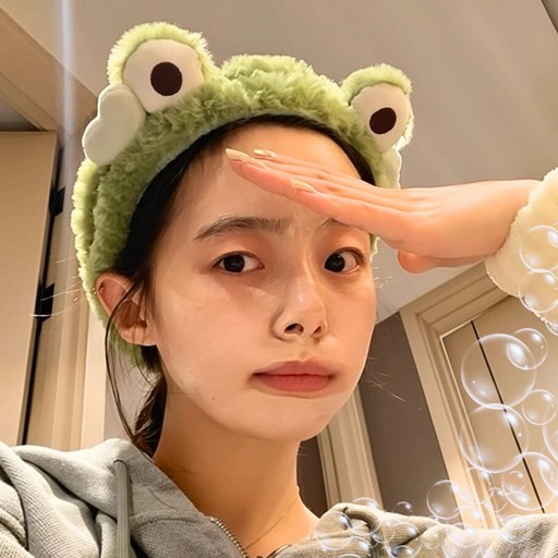 왕눈이 개구리 세안밴드 귀여운 캐릭터 세안밴드 머리띠 극세사 여성용 헤어밴드