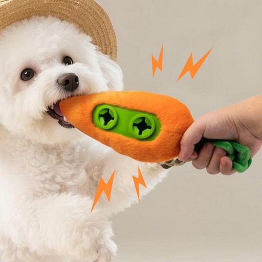 All For Paws 강아지 왕당근 노즈워크 바스락+삑삑이+간식토이 애견 소리나는 장난감 봉제인형 IQ훈련