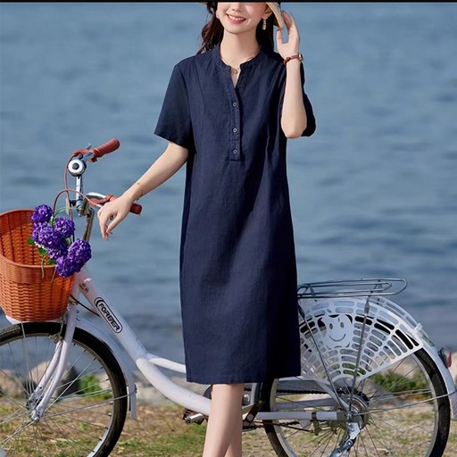 YANGTA 트렌디 캐주얼 여성용 반팔 원피스